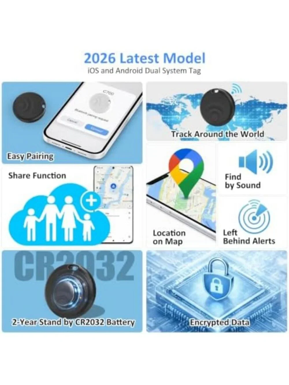 Smart Bluetooth Tracker Tags for iOS & Android - Find Lost Items Easily